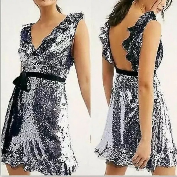 Free People Dresses & Skirts - Free People Siren Sequin Flutter Mini Dress 8